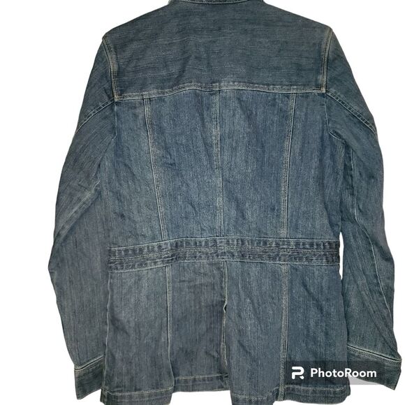 Eddie Bauer Women's Tall Medium Tunic Length Stretch Denim Jacket - Picture 5 of 7